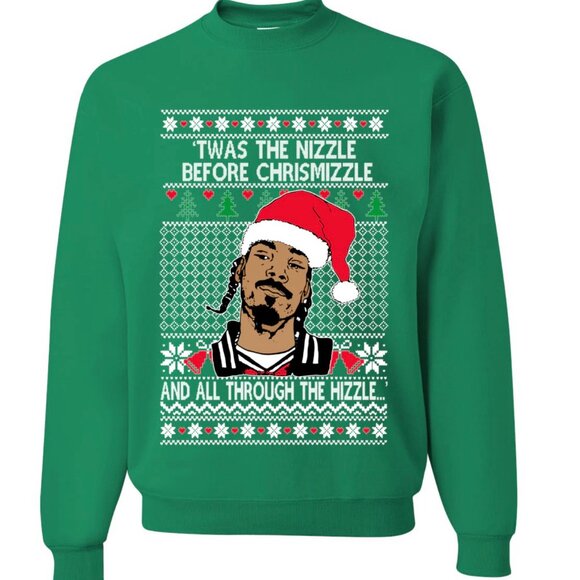 Twas the Nizzle Before Chrismizzle Snoop Dogg Ugly Christmas Sweater Small - Picture 1 of 7